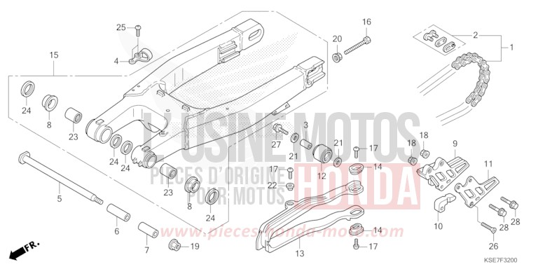 SWINGARM for CRF150R "Big wheels" EXTREME RED (R292) from 2022